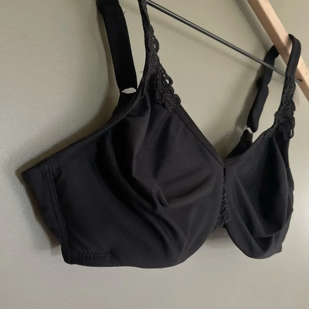 Wacoal Bodysuede Ultra Full Figure Seamless Underwire Bra Black Sz 34C Smoothing